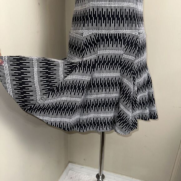 THAKOON ADDITION Black White Raised Stitch Sleeveless Mini Drop Waist Dress Sz 4 - Picture 4 of 8